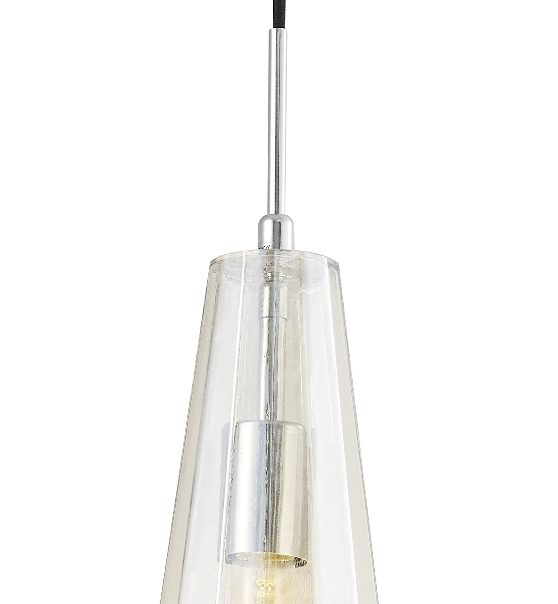 Markus Glass Pendant 1 Light Cognac Slim Cone Polished Chrome D0602  Deco Markus